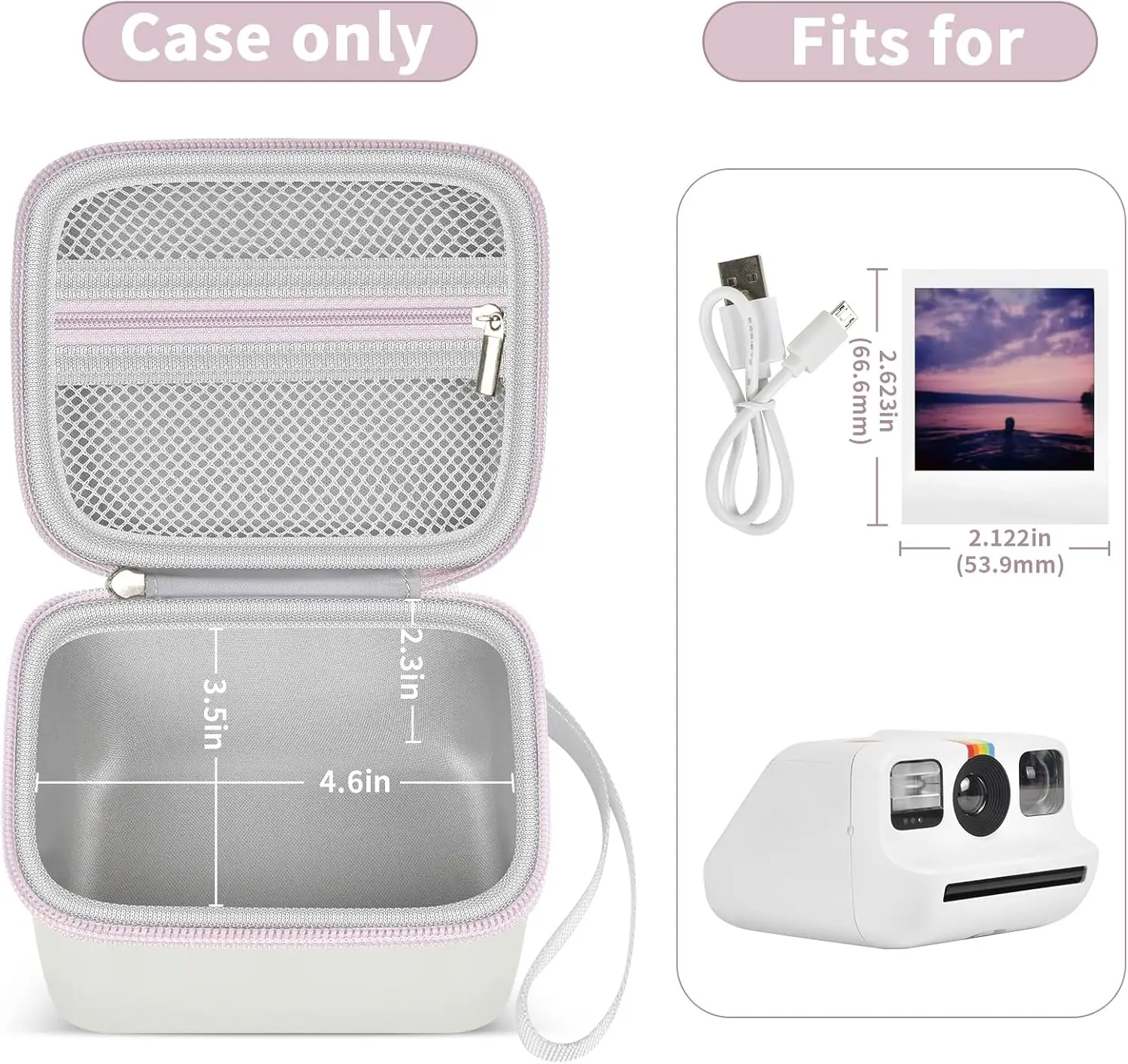Digital Camera Case for Polaroid Go Generation 2 Gen 2/9035/9071/9070 Instant Mini Camera, Instax Film Cameras Storage with Mesh