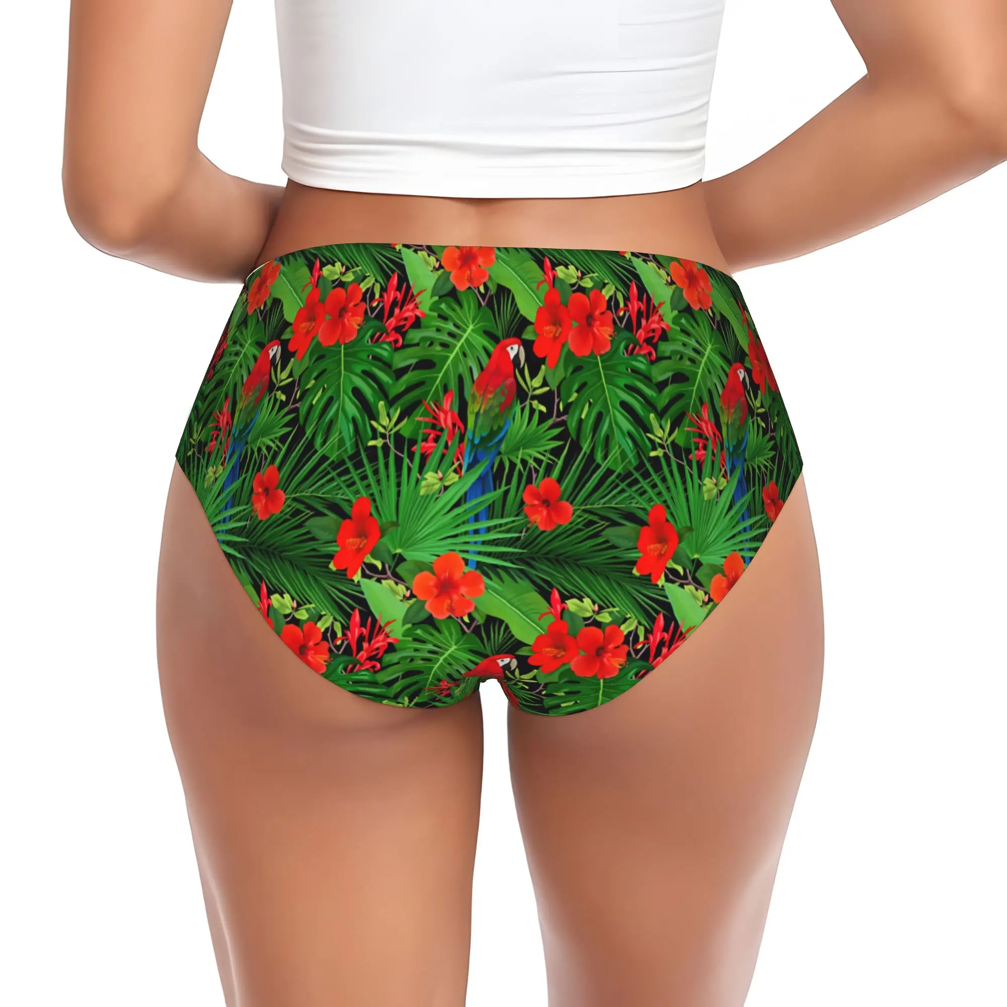 Womens Hawaiian Style Parrot Tropical Seamless Pattern Brief Panties Female Soft  Underwear Underpants