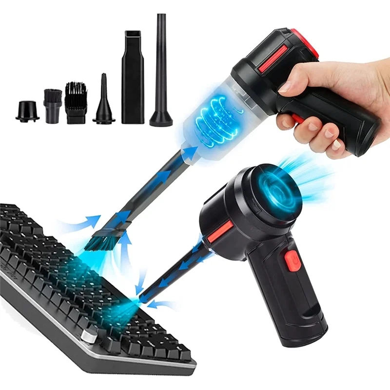 Compressed Air Duster & Mini Vacuum Keyboard Cleaner 3-In-1, Portable Electric Air Can, Cordless Computer Cleaning Kit