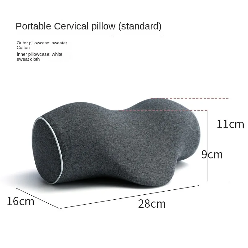 Cervical Spine Pillow Antiarch Traction Pillow PU Memory Cotton Pillow Core Pure Cotton Cover Portable Cervical Spine Pillow