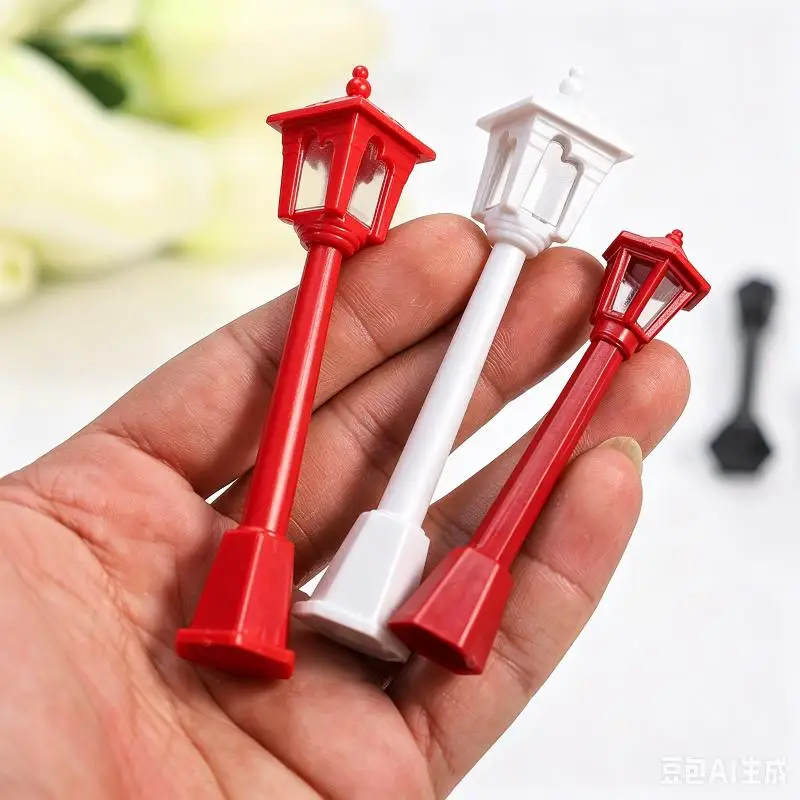 Mini Street Lamp Model, 10Pcs Red Miniature Lantern For Dollhouse, Fairy Garden, Christmas Diorama & DIY Crafts, Realistic Small