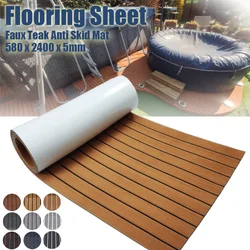 580x2400x5mm Faux Teak Flooring Sheet EVA Foam Garden Anti Skid Mat Boat Deck Mat Yacht Decking Vehicle Pad Carpet Self Adhesive