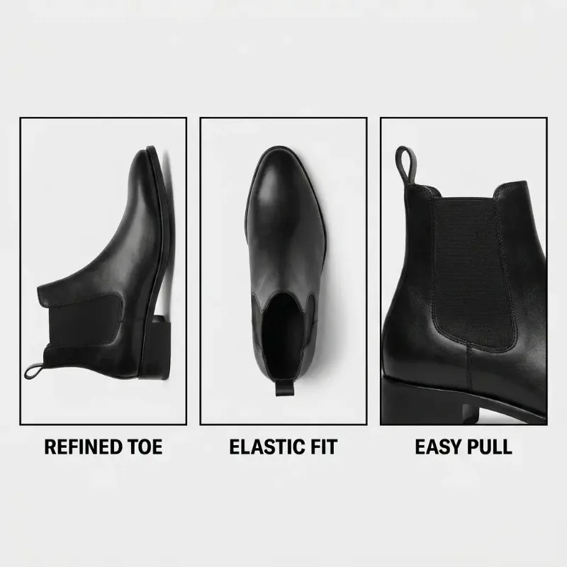 2026 Hot Selling Calf Leather Chelsea Boots British Men Winter Shoes in Stock Genuine Leather Outdoor Horse Riding Western Boots view 4