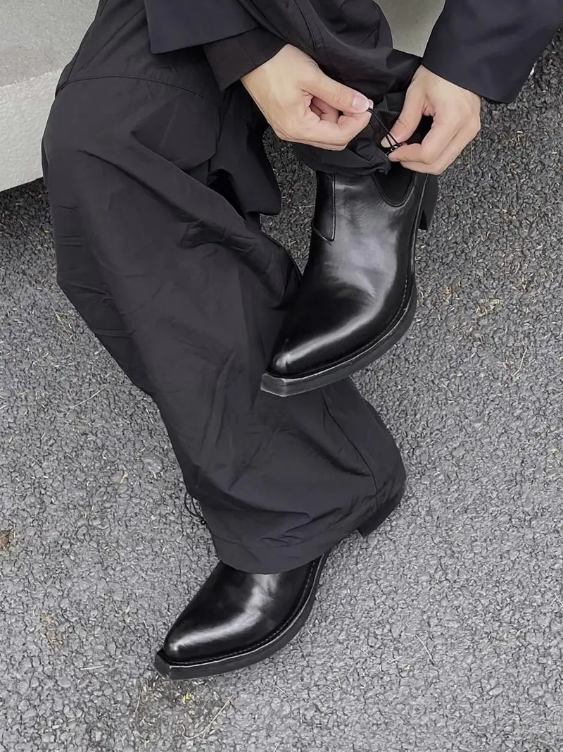 2026 High-top Men's Heightened Thick-soled Pointed-toed Chelsea British Casual Trendy High-heeled Wizard Boots