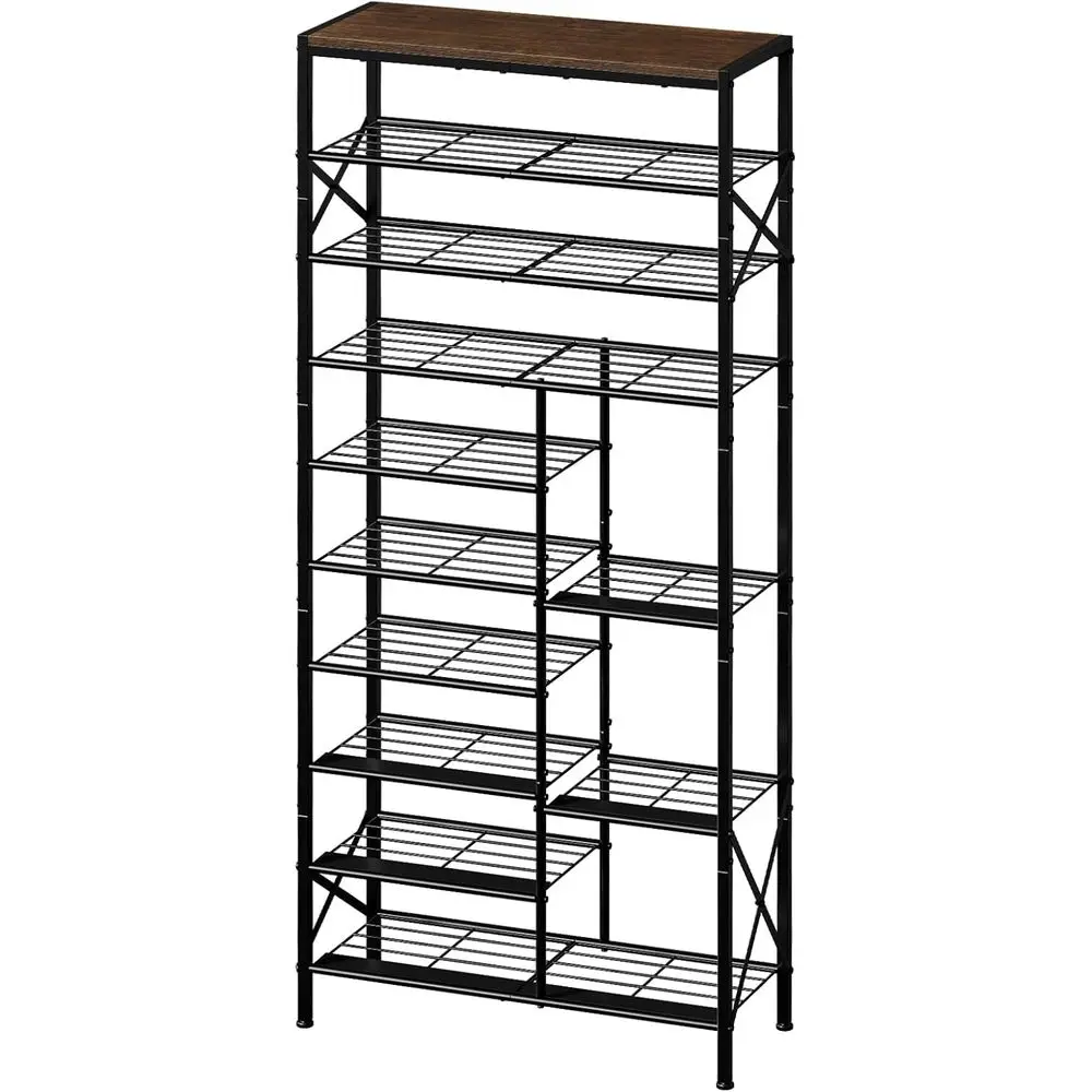 

10-Tier Shoe Rack, Shoe Storage Organizer with Boots Storage, Large acity Shoe Shel Holds 27-30 Pairs o Shoes, Durable and Stabl