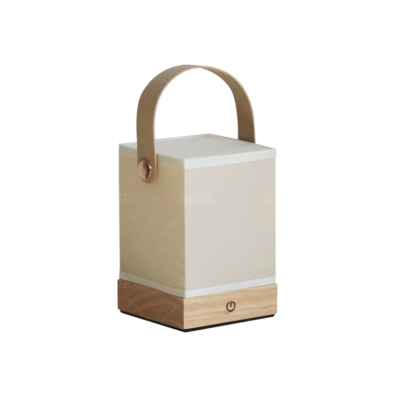 Nordic log wind Japanese portable small desk lamp charging bedside ambient light night ni ght ligh t bedroom sleep light