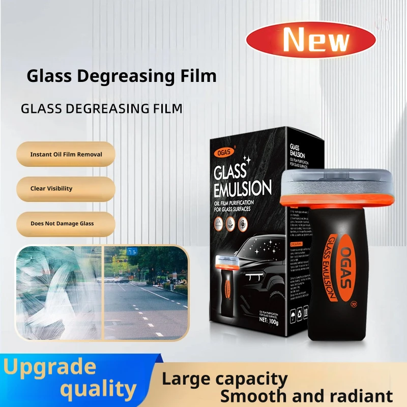 

large capacity Car Glass Oil Film Remover, Windshield Cleaning Paste with Sponge, Anti-Glare Glass Emulsion for Auto Window Care