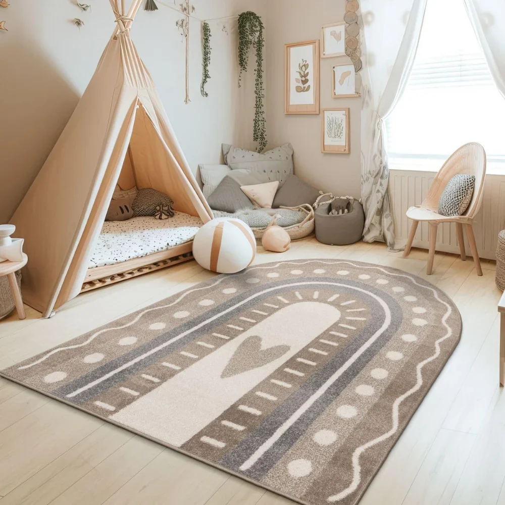 Plush Bedroom Rug For Kids,Hairy Nursery Play Mats For Children,Rectangle Foot Mats,Rainbow Fluffy Carpet For Living Room