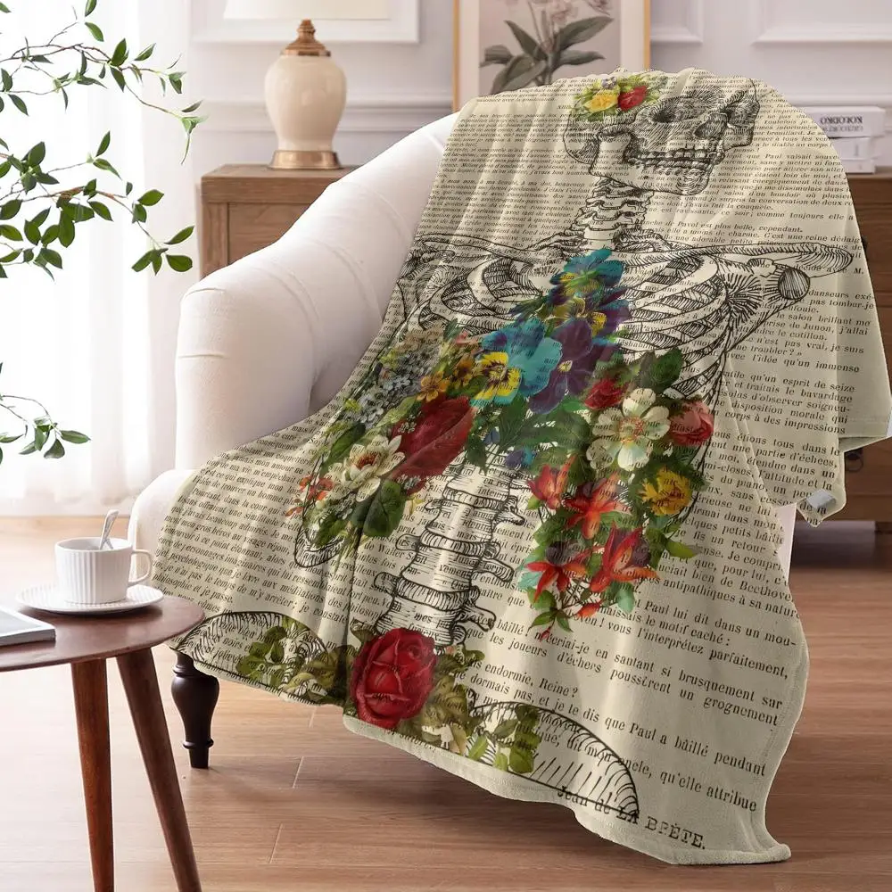 Heart Brain Anatomy Throw Soft Flannel Throw Summer AC Blanket Lightweight Cool Nap Blanket for Sofa Bed Couch Travel