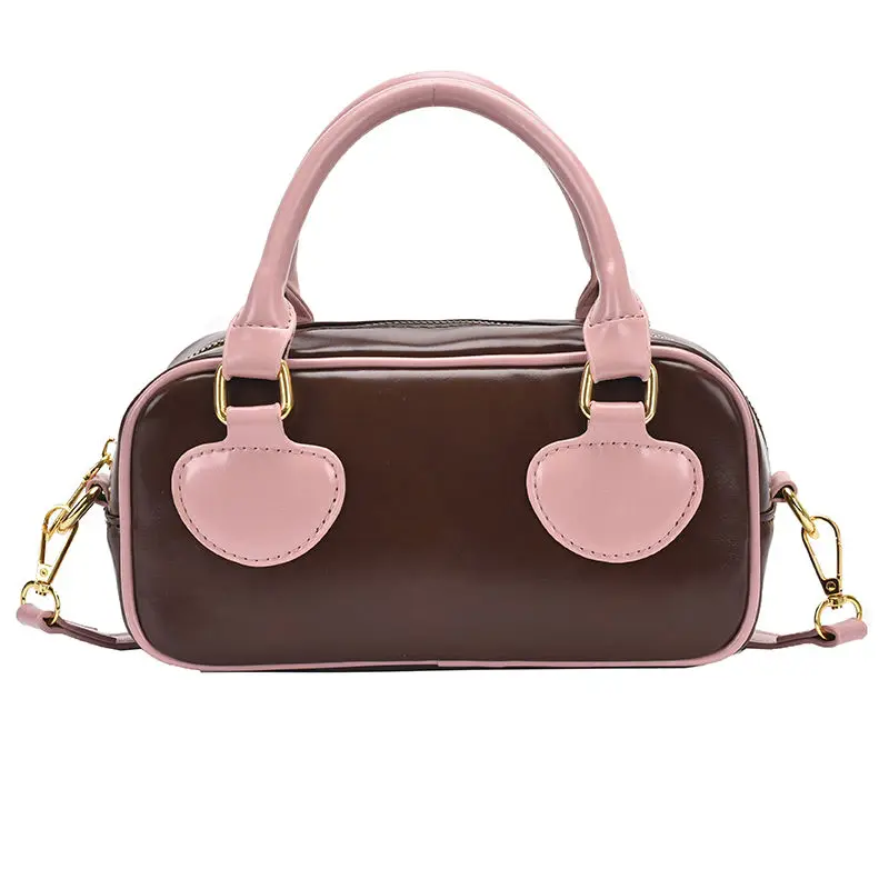 JIAERDI High Street Brown Messenger Bag Female Vintage Leather Handle Casual Bowling Bag Purse Ladies Retro Y2k Handbag 2024