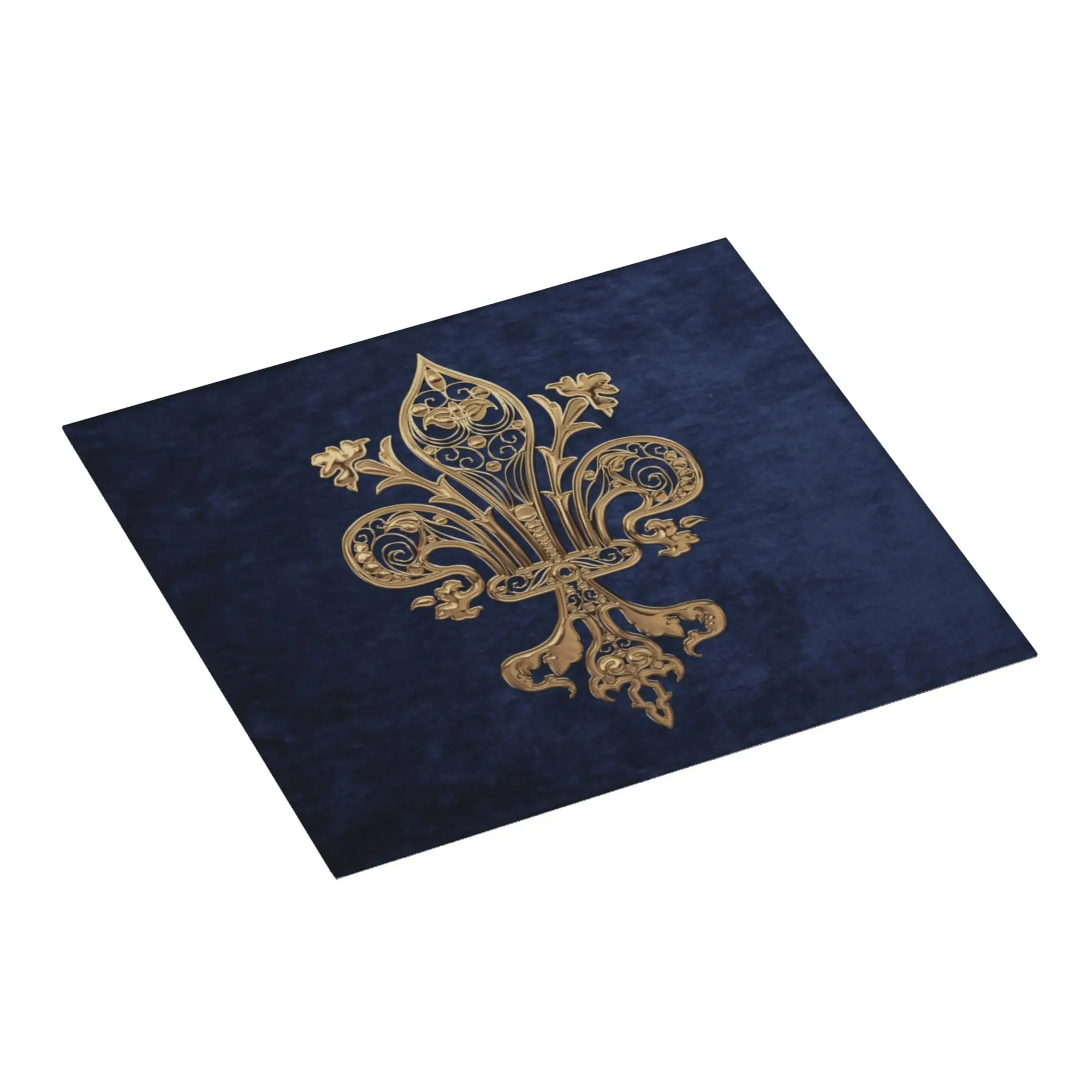 Drying Mat For Kitchen Gold Filigree Fleur De Lis Barware Tableware Fleur-De-Lys Lily Flower Washable Kitchen Sink Drying Pad