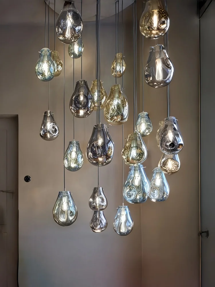 Nordic Stair Chandelier Glass Pendant Light Home Decoration Living Room Bedroom Dining Room Indoor Ceiling Lighting