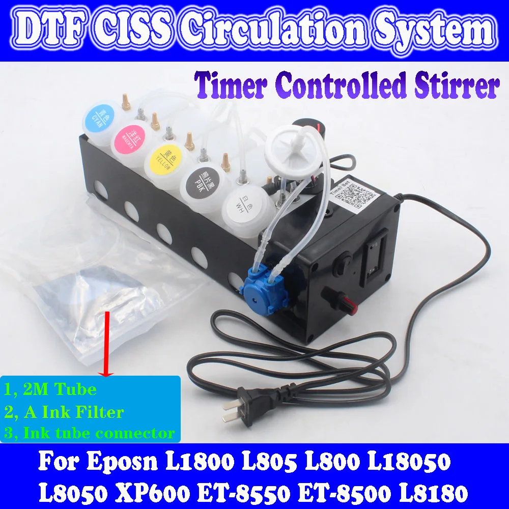 Imagem -05 - Tinta Branca Shaker Dispositivo Conversão Kit Dtf Sistema Ciss Adequado para Epson 8550 L1800 L800 L18050 L8050 Impressora Et8550 Branco Circulador