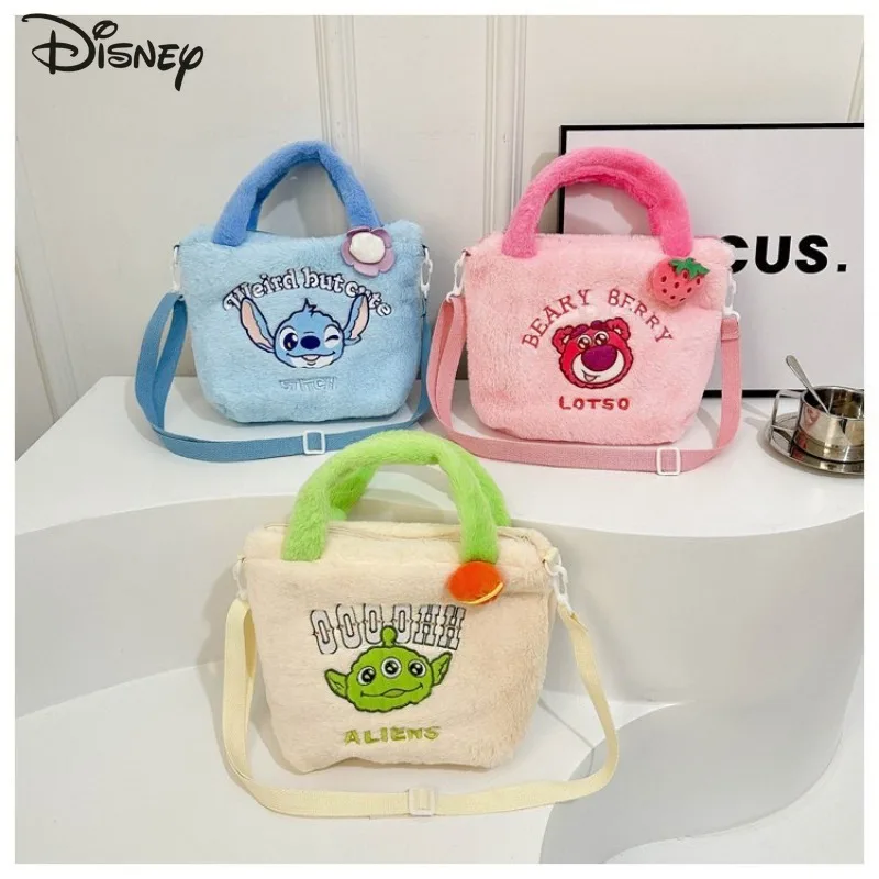 

Disney Stitch Polyester Crossbody Tote Bag Anime Character Design Adjustable Shoulder Strap Zipper Closure Print Lining