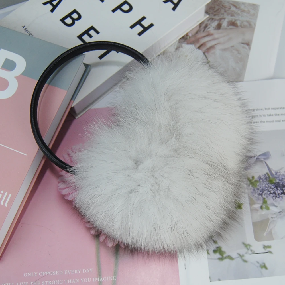 New Style Women Plush Genuine Fox Fur Earmuff Winter Lady Fox Fur Big Pompoms Fluffy Earmuffs Warm 100% Real Fox Fur Ear Cover
