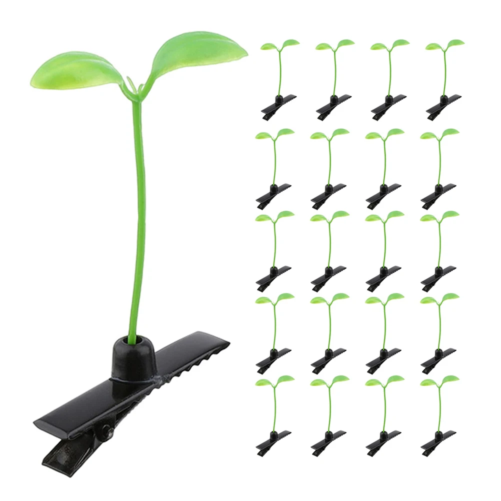 

80pcs Bean Sprout Hair Clips Cute Leaves Pins Grass Claw Rave Accessories Plant Hairpins Fern Cosplay Mini Sprout