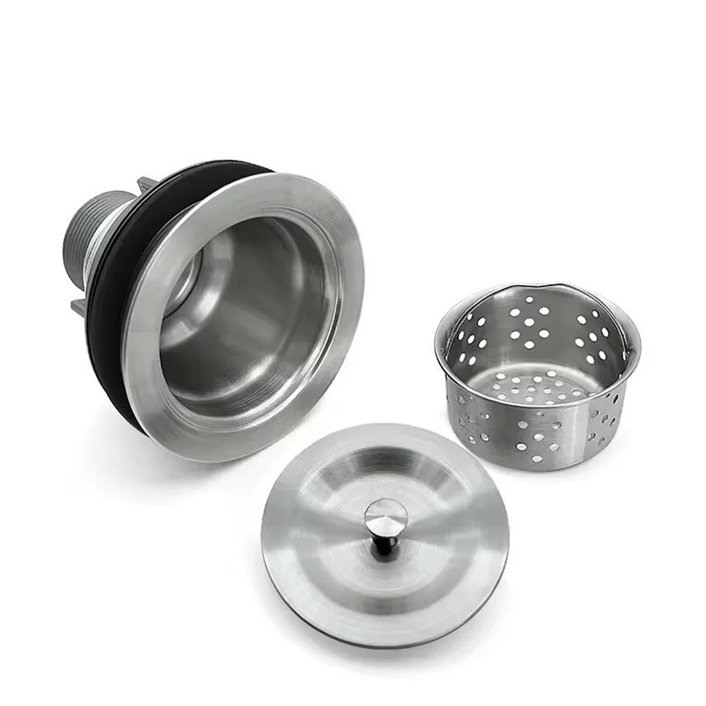 Kitchen Sink Drain Pipe with S Shape Stainless Steel Body and PP Pull Up Mechanism for Standard Sized Sink Compatibility