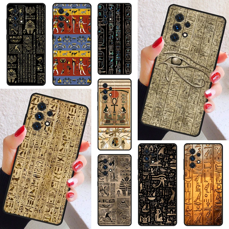 Ancient Egyptian Hieroglyphic Phone Case For Samsung Galaxy A52 A72 A73 A20e A21S A50 A70 A11 A12 A42 A31 A40 A51 A71 A32 A80