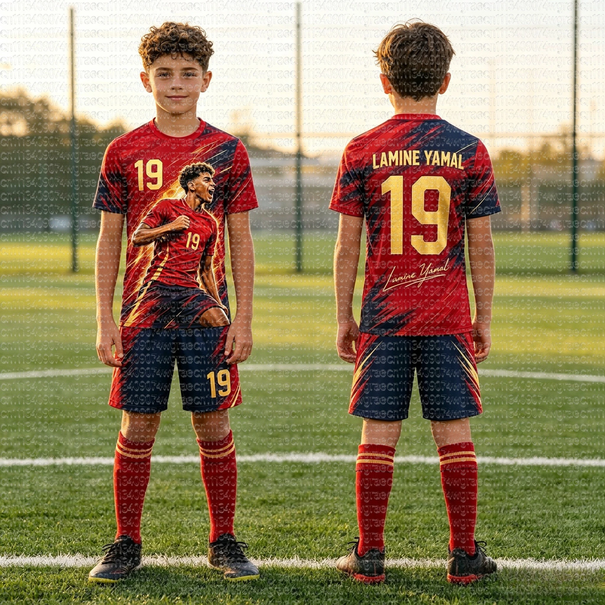2026 New Special Yamal No.19 Fan Football Jersey Tee Shorts Set Women Men Spain Fans Shirt and Shorts Summer Kids 2 Piece Set