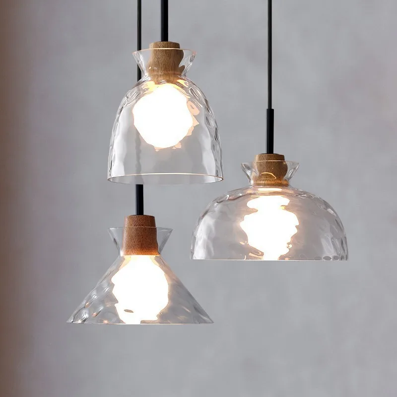 Nordic Clear Glass LED Pendant Light for Restaurant Cafe Bedroom Living Room Kitchen Dining Room Bar Modern Hanging Lighting