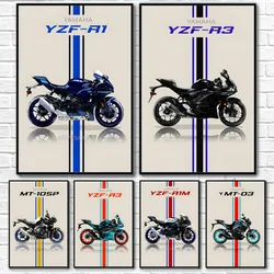 Cool Y-YAmAhAS Motorcycle YZF R1 R3 6 XSR900 Poster Sticky Wall Art Printing Waterproof Home Living Bed Room Bar Aesthetic Decor