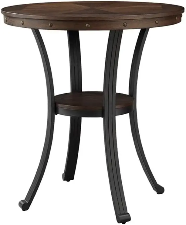 

Transitional Metal And Wood Pub Table In Rustic Umber Brown