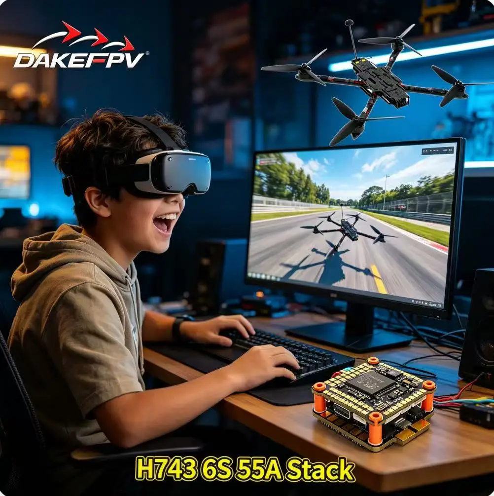 DAKEFPV H743 Flight Controller Bluejay 4-in-1 55A ESC 3-6S Lipo Stack/Flytower for Remote Control FPV Racing Drone Quadcopter