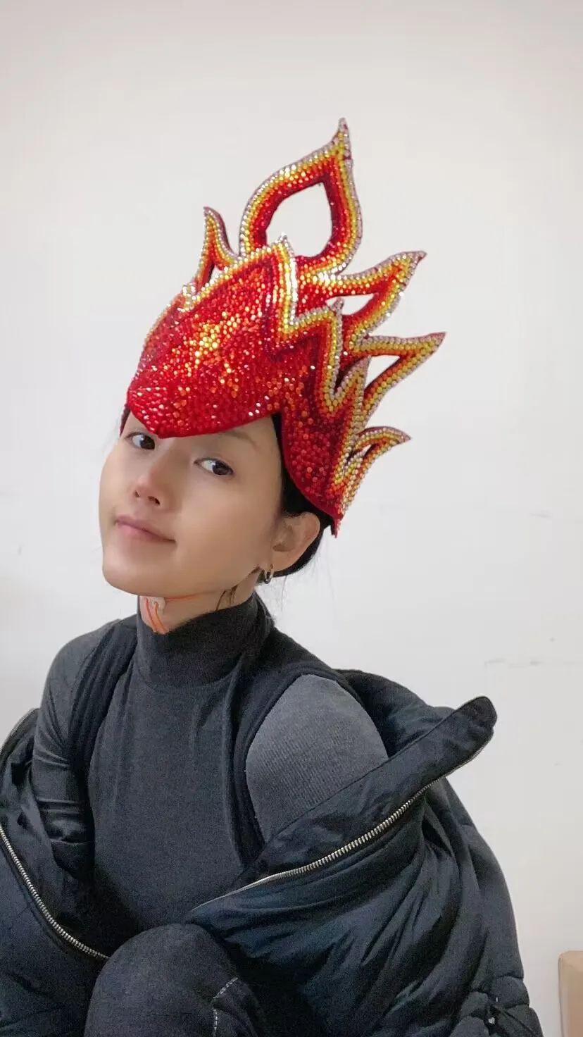 Silver headwear diamond red headdress queen crown Halloween party gogo costume