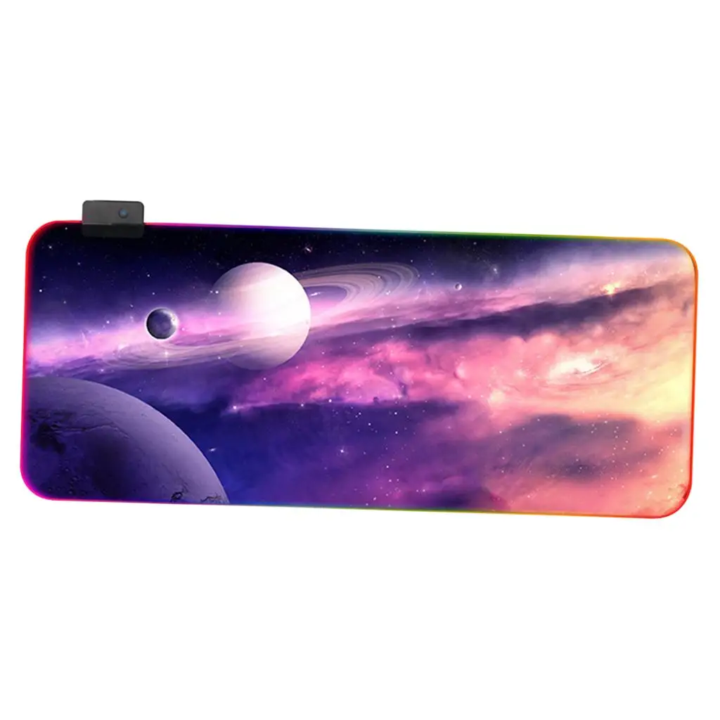 Glowing Extended RGB Gaming Mouse Pad Lighting Modes USB Ports for PC Gamer