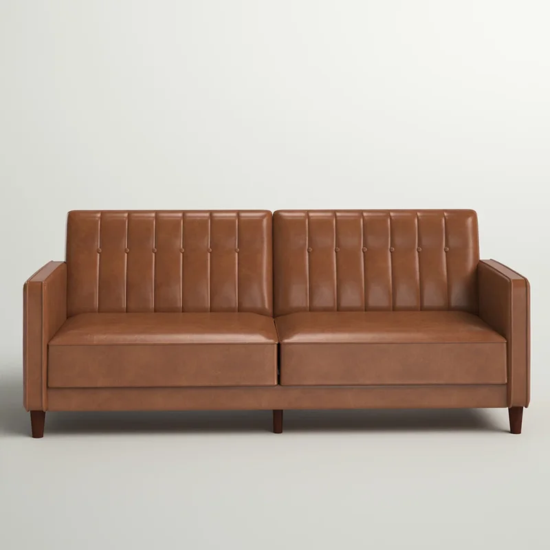 *Versatile Reclining Portable Convertible Faux Leather Track Armrest 3 Seater Button Channel Tufted Sofa Bed Living Room