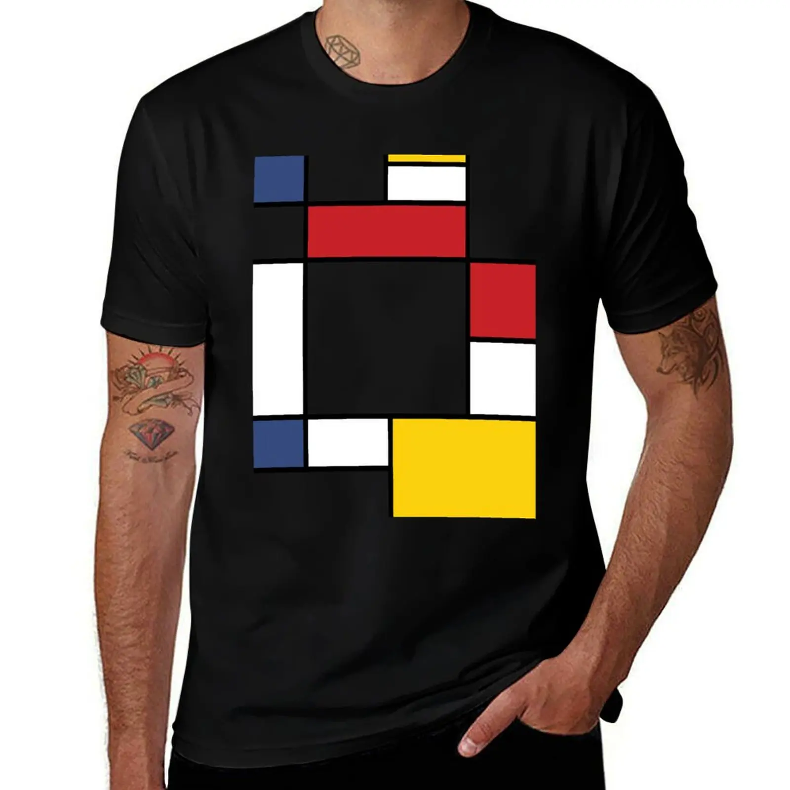 Футболка в стиле мондрианского минимализма De Stijl, современное искусство, абстрактное искусство Пиета Мондриана, повседневная футболка для работы и отдыха