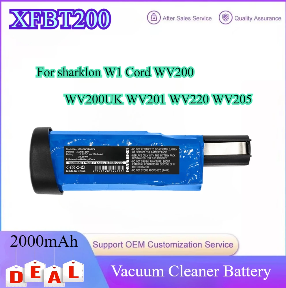 

2000mAh Vacuum Cleaner Battery XFBT200 XFBT200EU for Shark Ion W1 Cord WV200 WV200UK WV201 WV220 WV205