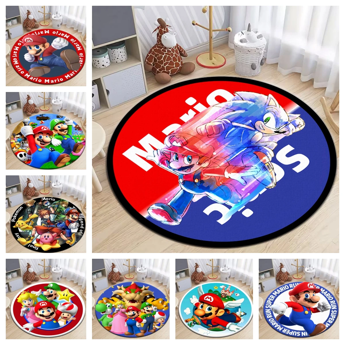 Red Hat plumber game Round Carpet,cute rug,bedroom,Living Room,door mat ,Picnic,anime,room decoracion,area rug,floor mats,home