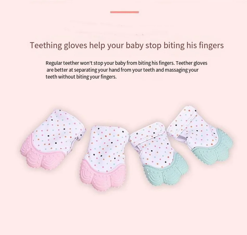 1PC Baby Teething Gloves Food Grade Silicone Teething Gloves Cute Shape Baby Chew Maternal Toys