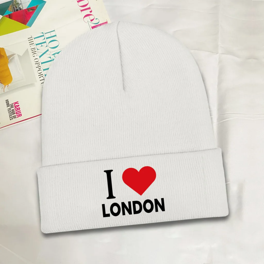 I love London, I heart London Beanie Knitted Hat Caps Fur Women Men Bonnet Winter Warm