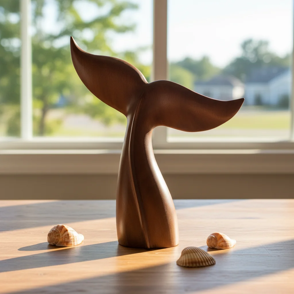 Bespoke Carved Wooden Whale Tail Sculpture Artistic Desktop Display Decor Home Hotel Office