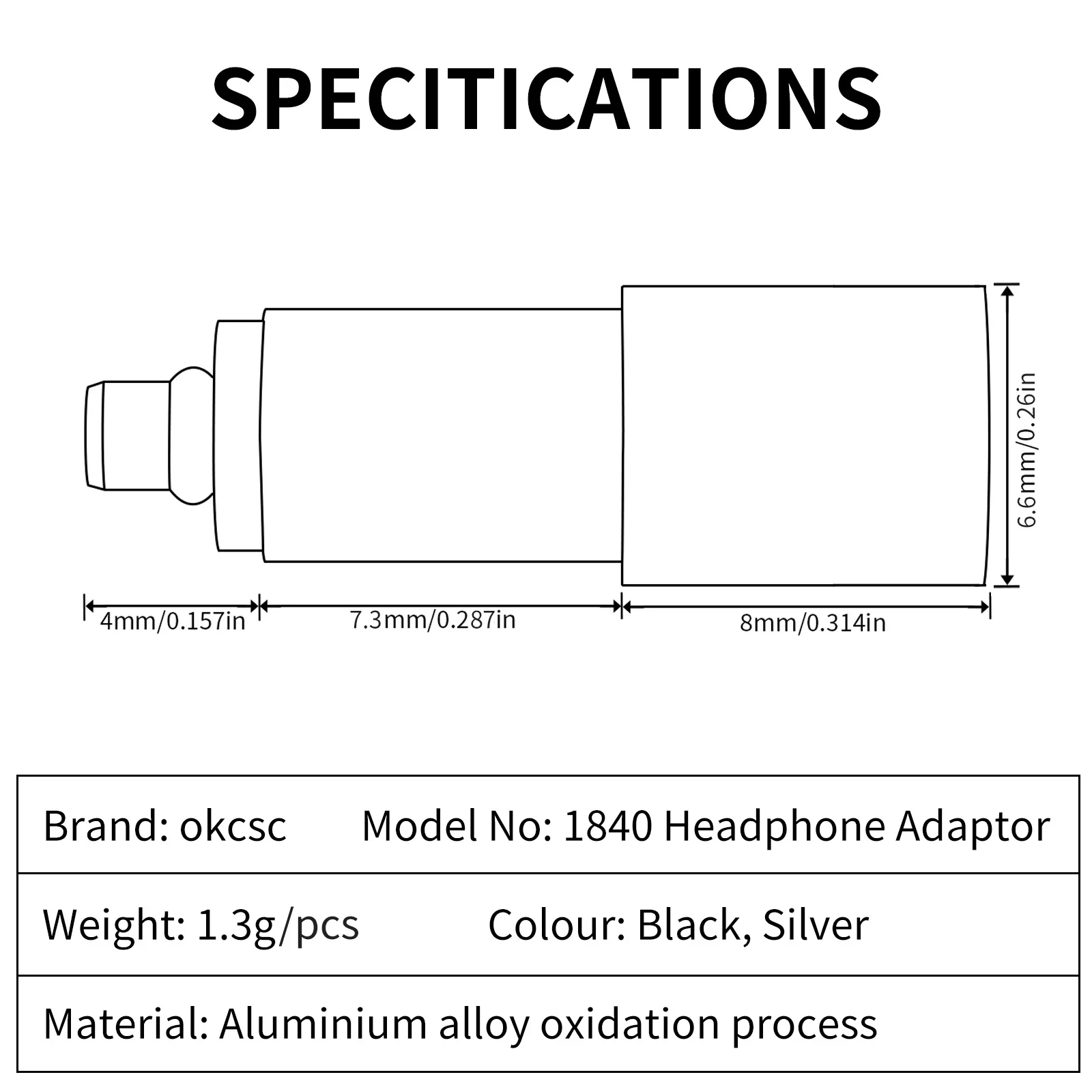 OKCSC SHURE1840 Male to MMCX Female Earphones Adapter Connector for SHURE SRH1440 SRH1840 SRH1540 SE215 SE425 Earbuds Converter