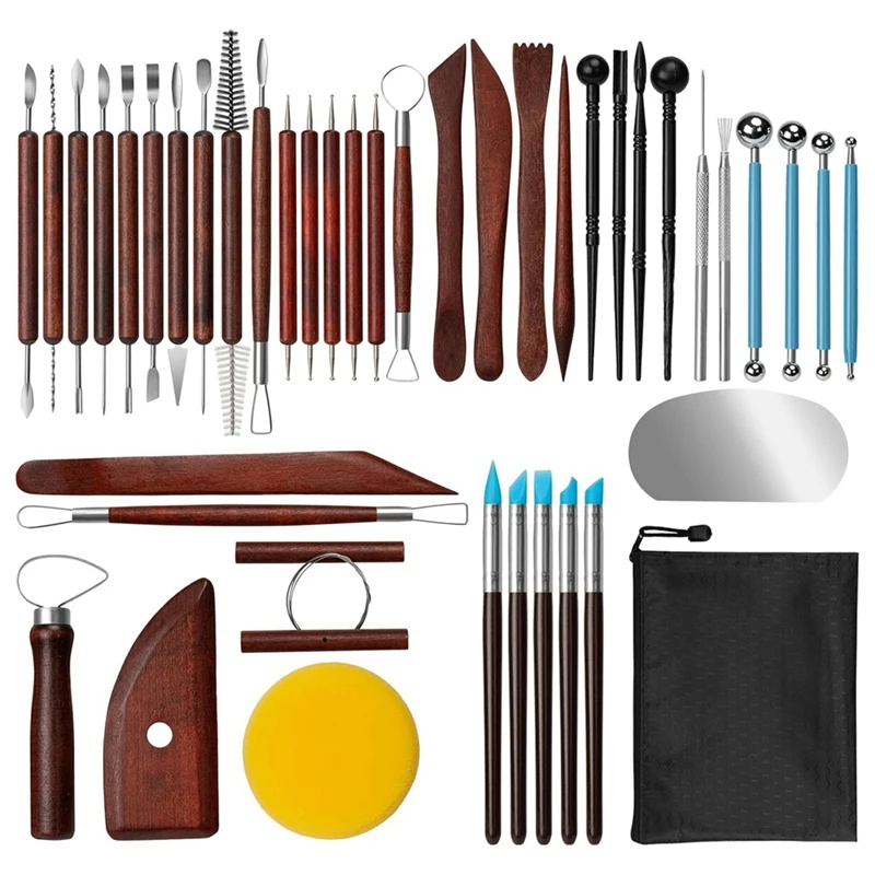 Ceramic Tool Set Clay Tools Kit, 43 PCS Red Pottery Tools, Practical Polymer Clay