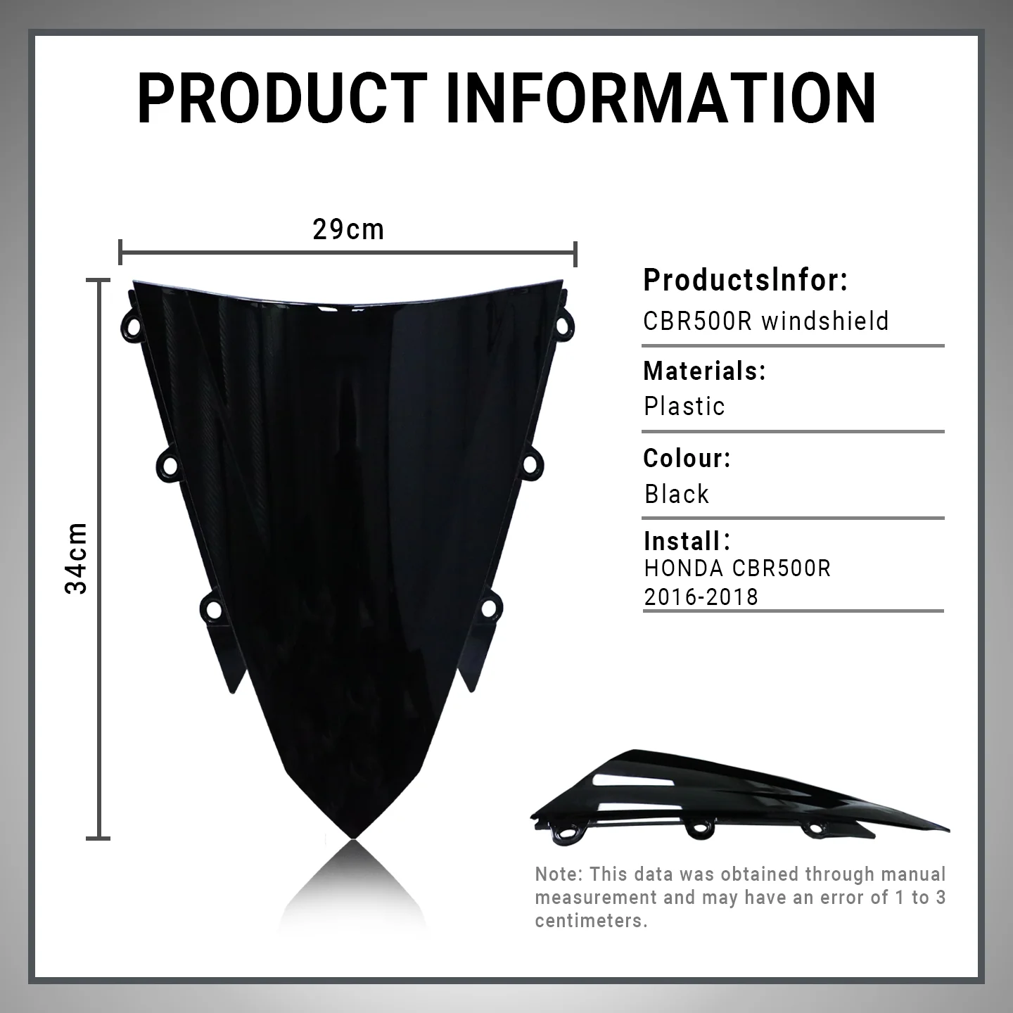 الزجاج الأمامي CBR500R لهوندا CBR500R الزجاج الأمامي للدراجات النارية فقاعة مزدوجة الزجاج الأمامي منحرف cbr500r الزجاج الأمامي 2016-2018 #3