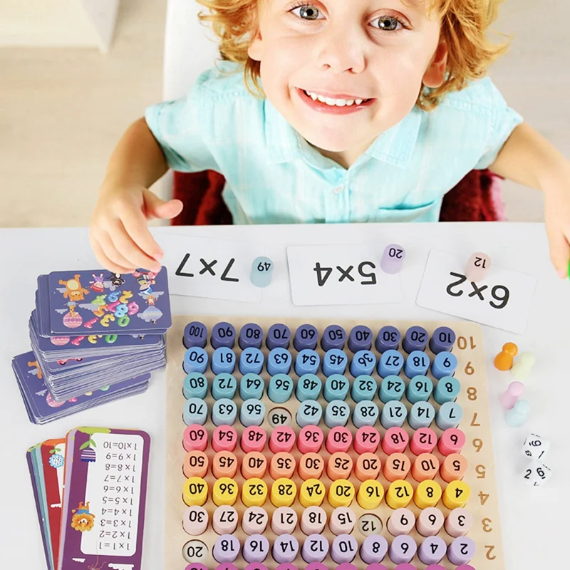 Jouet mathématique en bois pour enfants, 99 tables de multiplication, arithmétique, aides fuchsia, cadeaux pour enfants