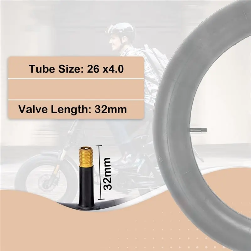 

Комплект из 2 внутренних камер для велосипедных шин 26X4.0 Fat Tire с клапаном Шредера, из бутилкаучука, для электровелосипедов - [AA74-AAA]