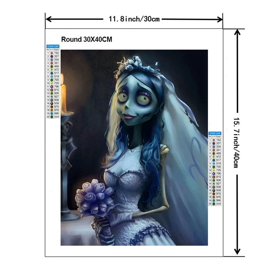 Tim Burton Corpse Bride Movie Diamond Painting Kits Horror Skull Bride Emily Victor Photo Art Cross Stitch Mosaic Home Decor