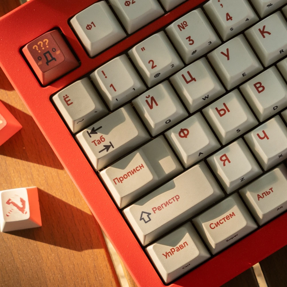 Retro Soviet Theme Russian Keycaps Cherry Profile PBT Sublimation Key Caps for Mechanical Keyboard RU Layout Keycap Set