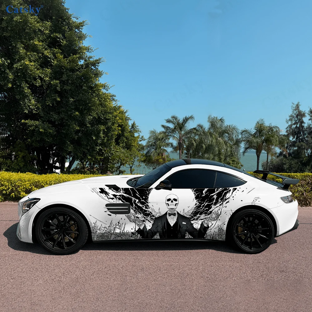 

Skeleton pattern sticker, car body door side sticker decoration, universal sticker accessories car vinyl wraps