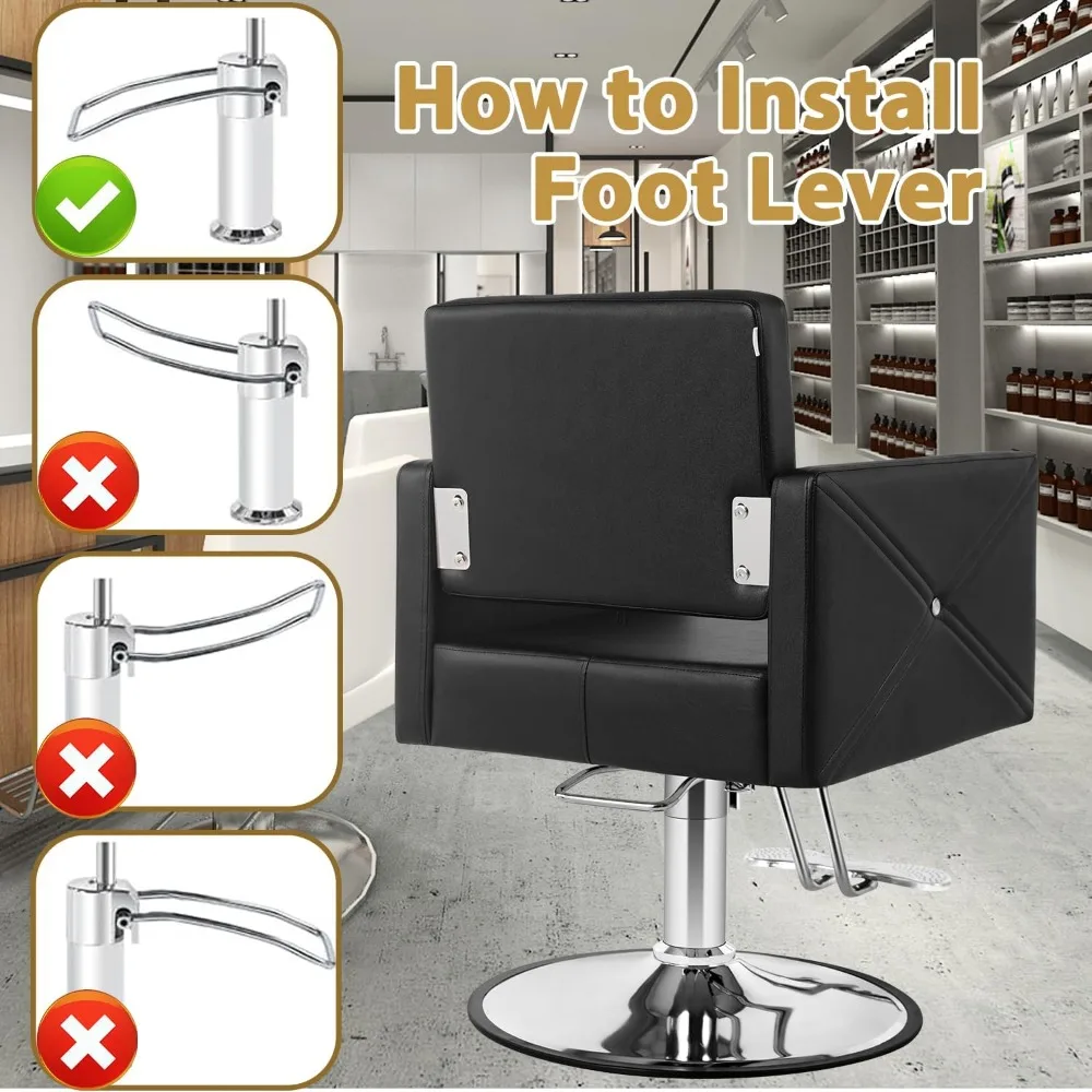 كراسي حلاقة لصالونات التجميل لمصفف الشعر، كرسي مصفف صالون الشعر مع مضخة هيدروليكية شديدة التحمل قابلة للتعديل، 360 درجة #4