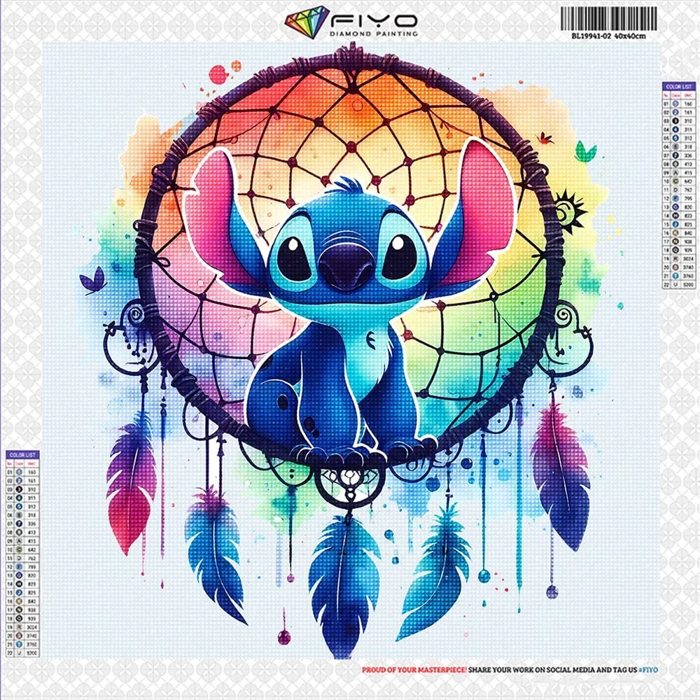 

(Магазин Diamond Daydreams) Алмазная вышивка Disney Stitch: Ловец снов, полная выкладка стразами, мультяшная мозаика, вышивка крестиком