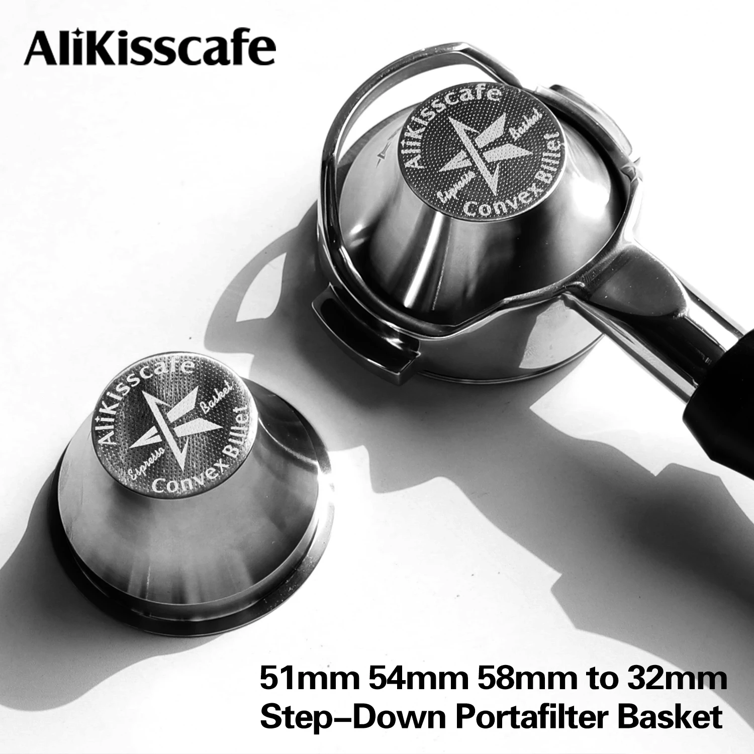 Acessórios para Cafeteira Alikisscafe: Cesto de Portafiltro Step Down com Diâmetro Variável 51, 54, 58mm para Delonghi, Breville, Gaggia – Ferramenta Essencial para Baristas
