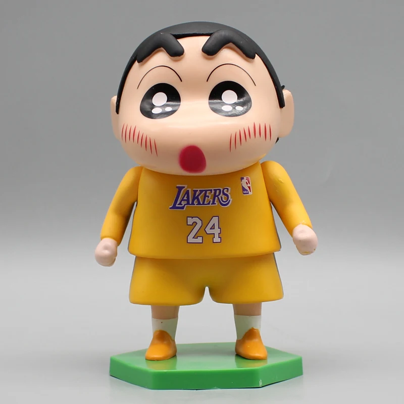 14cm Anime Figure Crayon Shinchan Cos Nba basket Lakers James Doll Pvc modello animazione ornamenti circostante giocattoli regali