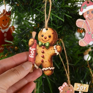 Hölzerne Weihnachtsgingerbread Man Pingentes, Weihnachtsbaum -Hängeornamente, Noel Wohndekorationen, Neujahrsgeschenk, 2022 12 Hauptverkäufe Gnomes Weihnachten - №7