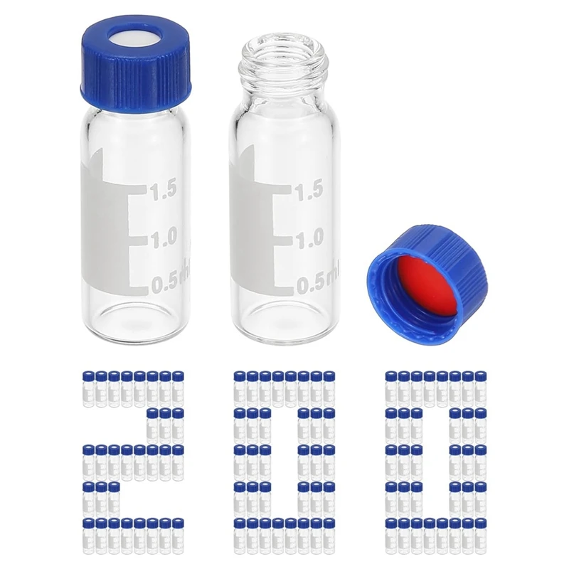 2Ml Autosampler Vial, HPLC/GC Vials 9-425 Lab Clear Vials Sample Vial Screw Cap Writing Patch